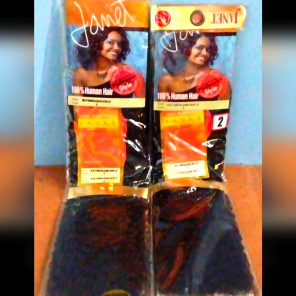 Lot of 2 Janet Collection H/H Tantalizing WVG 16" 100% Human Hair Color 2 NIP